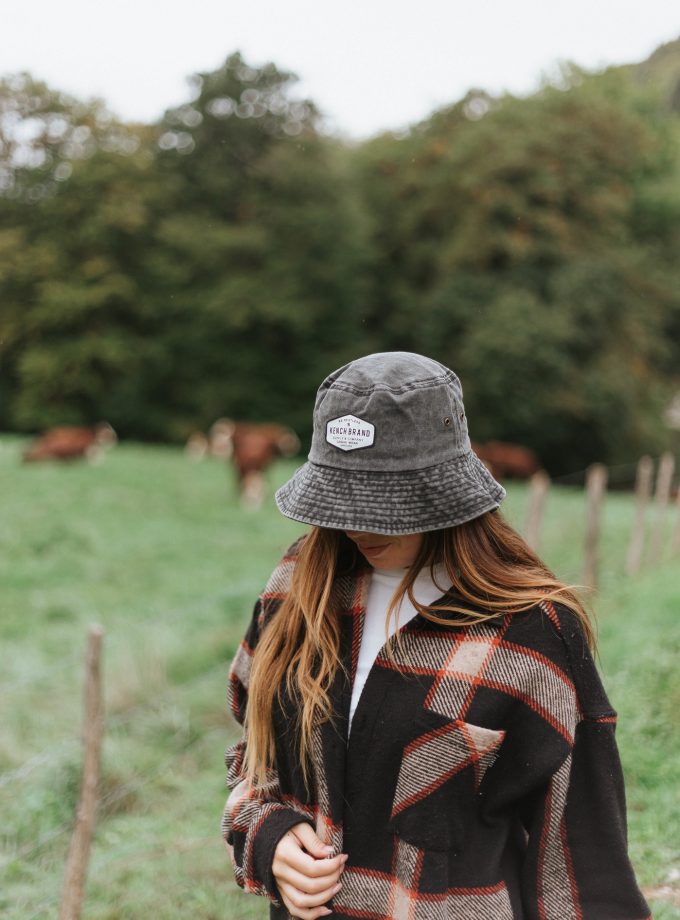 Washed Black Patch Bucket Hat